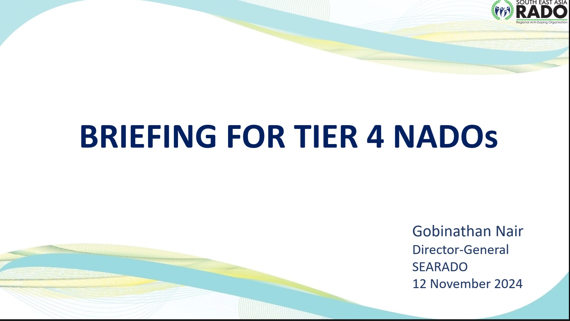 Briefing For Tier 4 NADOS